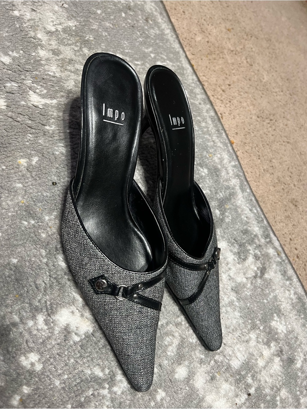 Impo Metallic Silver Pointed Toe Slip-On Mules